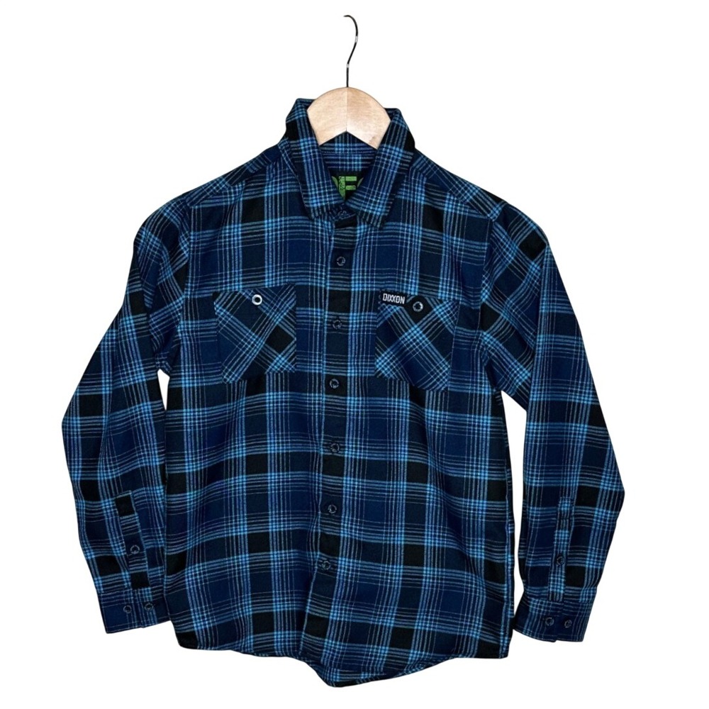 Dixxon Flannel Company The Conrad Boys Plaid Long Sleeve Shirt size Medium Blue
